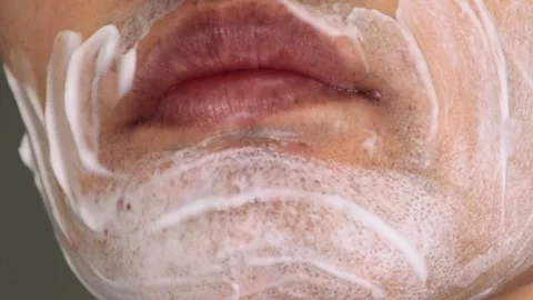 Japanese man ready to shave Stock Footage 336576122