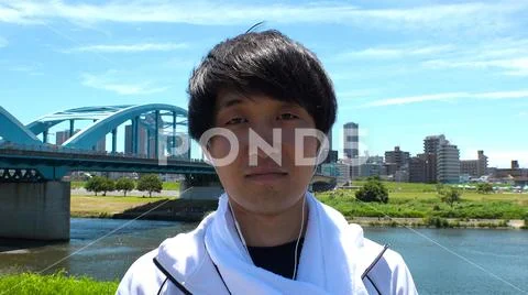 JAPANESE MAN staring at camera. Stock Photos