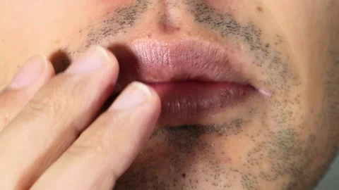 Japanese man touching his beard Video stock 336562222