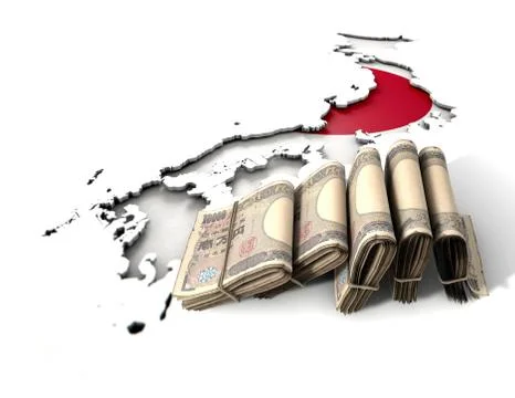 Japanese Map And Folded Notes イラスト素材