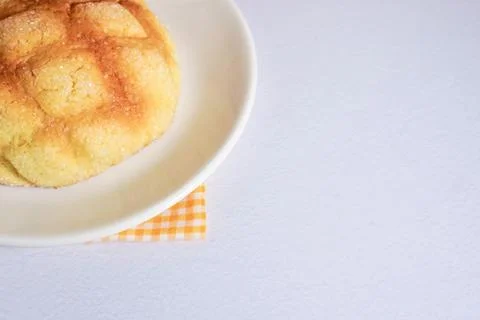 Japanese melon bread on copy spaced background Foto stock