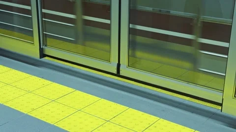 Japanese Metro Platform Screen Doors Open to allow Subway Passengers to Exit Stock Footage 296363869