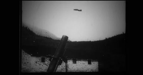 Japanese military soldiers firing machine guns and mortars Stock Footage