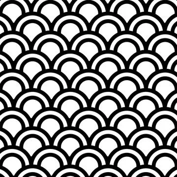 Japanese Ocean Wave Line Pattern. Abstract Pattern With Half Circles Stock Illustration