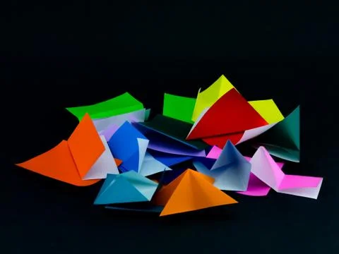 Japanese Origami Toys Folding Instructions; How to Play Stock Photos