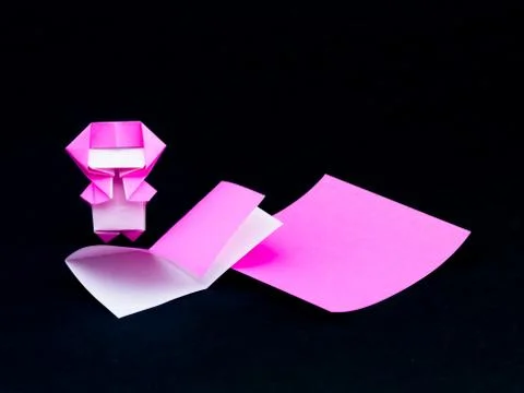 Japanese Origami Toys Folding Instructions; How to Play Stock Photos