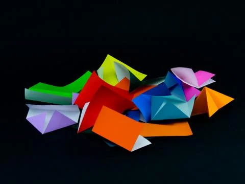 Japanese Origami Toys Folding Instructions; How to Play Stock Photos