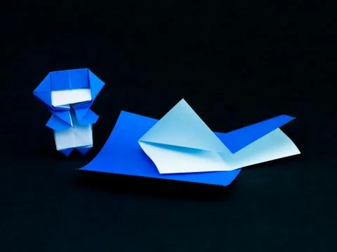Japanese Origami Toys Folding Instructions; How to Play Stock Photos