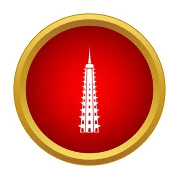 Japanese pagoda temple building icon in a red circle Ilustración de archivo