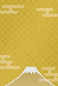 Japanese pattern background of Mt. Fuji and clouds (vertical position) Illustrazione stock