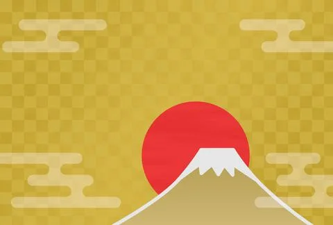 Japanese pattern background of Mt. Fuji, sunrise and clouds Stockillustratie