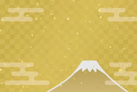 Japanese pattern background of Mt. Fuji, clouds and confetti イラスト素材