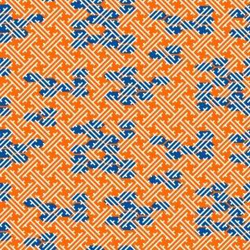 Japanese pattern in blue and orange colors. Stock Illustration