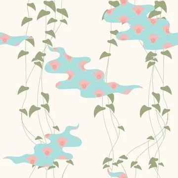 Japanese pattern. Illustration of waves with an abstract pattern on the backg Stock Illustration