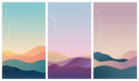 Japanese pattern. Sea wave background, poster with textures and lines, Japan Illustrazione stock