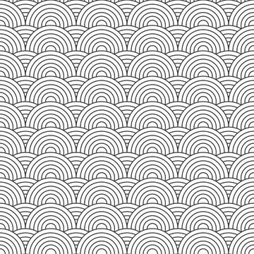 Japanese pattern seamless wave vector background of black and white color. Illustrazione stock