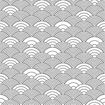 Japanese pattern seamless wave vector background of black and white color. 스톡 일러스트