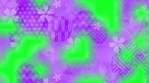 Japanese pattern transition. Blurred blocks change to green background. Stock Footage 319050304