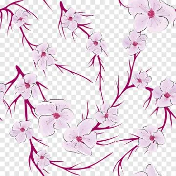 Japanese pattern vector. Modern abstract illustration with sakura on light ba Stock Illustration