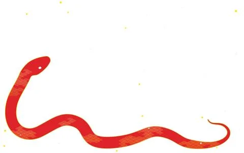 Japanese patterned red snake and gold confetti Stock Illustration