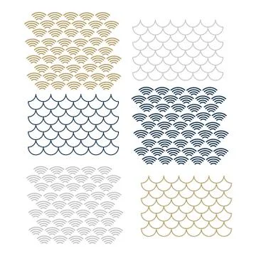 Japanese patterns set Illustrazione stock