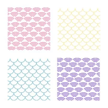 Japanese patterns set. Wave pattern. Sea japan pattern Illustrazione stock