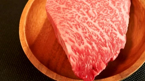 Japanese premium beef in rotation Stock Footage 239829687