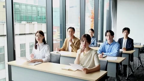 Japanese Professionals Receiving Test Results After Corporate Training Stock-Footage 344042004