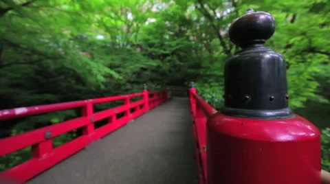 Japanese red bridge Stock Footage 55649040