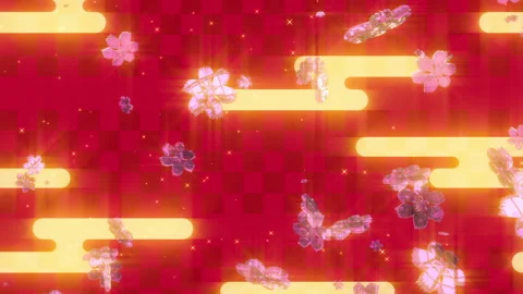 Japanese red pattern graphic flower symbol particle seamless loop animation Stock Footage 149290477