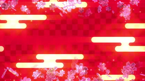 Japanese red pattern graphic flower symbol particle seamless loop animation Video stock 149290827