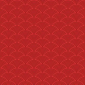 Japanese red seamless wave pattern. Traditional Chinese texture. Oriental New Stock Illustration