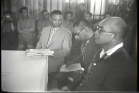 Japanese representatives submitted surrender documents - 1945 Stock Footage 93844272