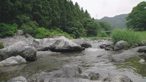 Japanese river in the mountains Video stock 109476793