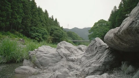 Japanese river in the mountains Stock Footage 109489680