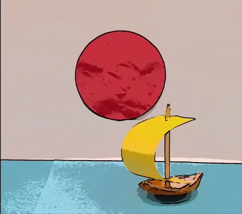 A Japanese sailing ship on the waves Stock Footage 335082772