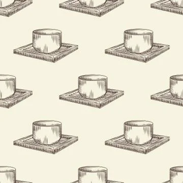 Japanese sake cup eamless pattern. Traditional asian rice alcohol drink glass Stock Illustration