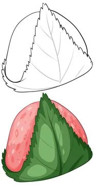 Japanese Sakura Mochi with Leaf Vector Illustration Stock Illustration