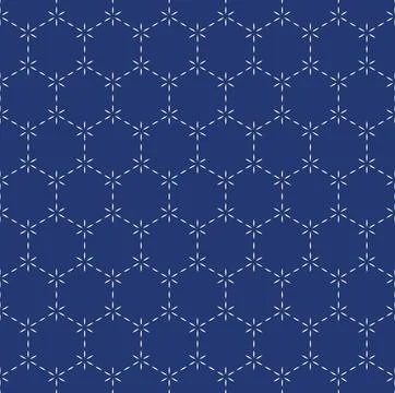 Japanese Sashiko Seamless Vector Patterns. Asian Embroidery Motifs. Abstrac.. Stock Illustration