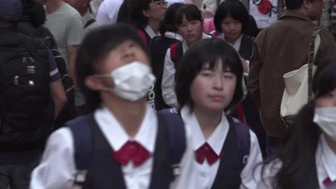 Japanese School Girls, Tokyo Stock Footage