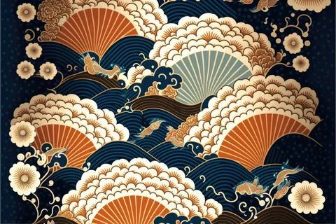 Japanese seamless pattern , Made by AI,Artificial intelligence Stock Illustration