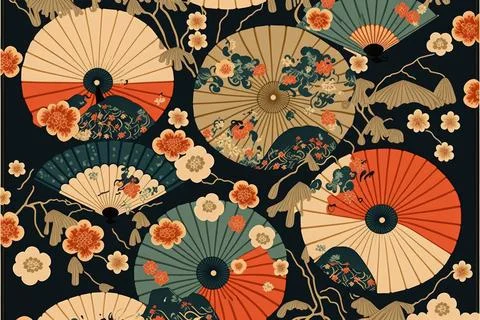 Japanese seamless pattern , Made by AI,Artificial intelligence Stock Illustration