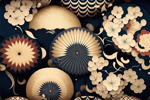 Japanese seamless pattern , Made by AI,Artificial intelligence Stock Illustration