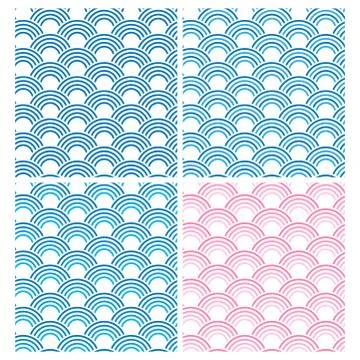 Japanese Seamless Pattern Set Stock Illustration