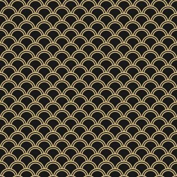 Japanese seamless vector pattern. Traditional oriental wave background. Black Illustrazione stock