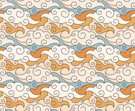 Japanese Seamless Vintage Pattern Background Illustrazione stock