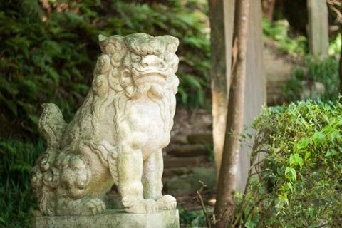 Japanese Shinto guardian dog Stock Photos
