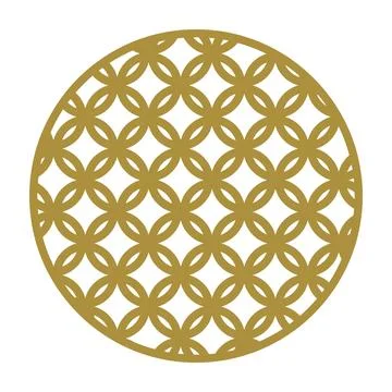 Japanese shippo tsunagi pattern creating a golden circular emblem Stockillustratie