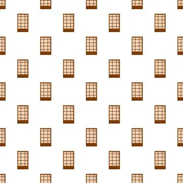 Japanese shoji door pattern repeating on white background Stock Illustration