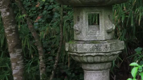 Japanese Stone Lantern Architecture Structure in Fall Stock Footage 8961273